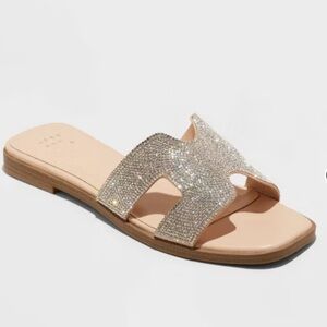 NWT Women's Nina Rhinestone Flat Sandals - A New Day™